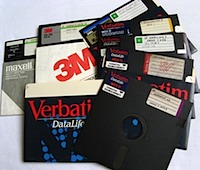 selection of old 5.25" floppy disks